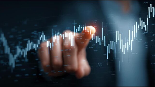 Fixed income investment concept with digital chart and hand touching screen showing finance data, businessperson analyzing financial data digital