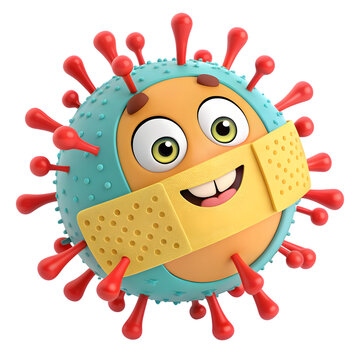 3d cartoon band  aids virus