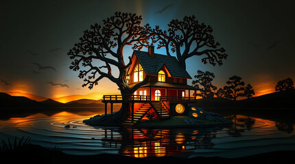 haunted house in the forest