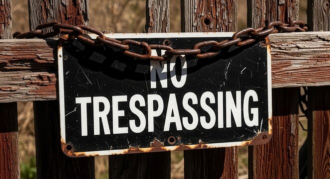 Rustic Warning Sign With A Chain Displaying A No Trespassing Notice