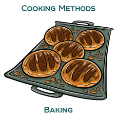Baking. Cooking methods. Hand-drawn vector illustration.