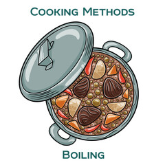 Boiling. Cooking methods. Hand-drawn vector illustration.