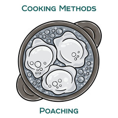 Poaching. Cooking methods. Hand-drawn vector illustration.