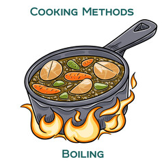 Boiling. Cooking methods. Hand-drawn vector illustration.