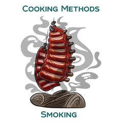 Smoking. Cooking methods. Hand-drawn vector illustration.