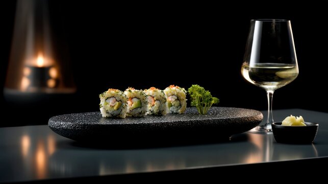 Sushi rolls restaurant style - Powered by Adobe