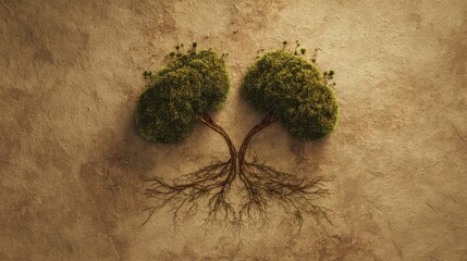 Two moss kidneys made of lush Riccia fluitans