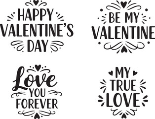 Fototapeta premium Valentines Day Love Quotes Graphic Set for Cards and Crafts