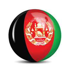 Afghanistan National Flag Sphere Icon 3D Vector Illustration