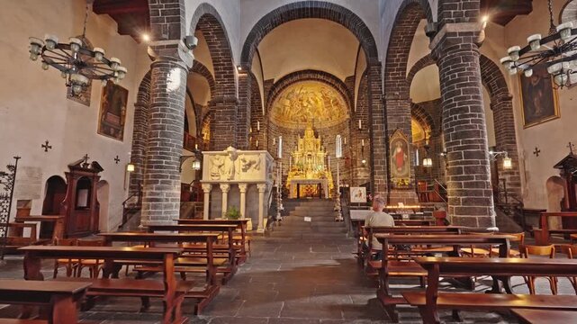 Interior of Basilica di San Giacomo in Bellagio, Lake Como, Italy.Filmed on September 15,2025