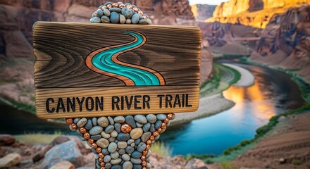 Scenic Wooden Trail Sign For The Famous Canyon River Trail Outdoors Adventure