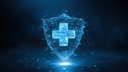 Digital shield with a medical cross symbol