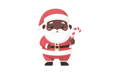 Cute Cartoon Santa Claus Holding Candy Cane
