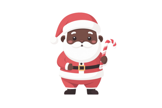Cute Cartoon Santa Claus Holding Candy Cane