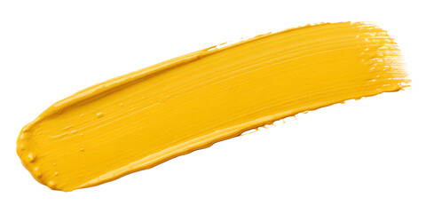 Yellow stroke of paint isolated on transparent background