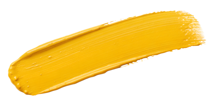Yellow stroke of paint isolated on transparent background