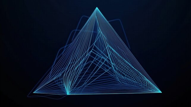 Abstract Blue Wireframe Pyramid