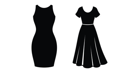 Two black dress silhouettes showcasing different styles and formal wear options
