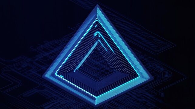 Abstract Blue Glowing Pyramid