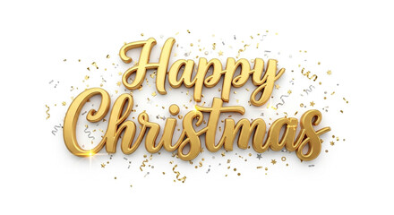 Celebrate a magical Christmas with golden lettering and festive confetti bringing joy and holiday cheer for cards, invites, and winter promotions
