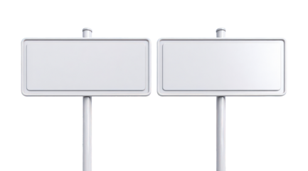 Blank Signposts: A pair of minimalist signposts stand ready, their clean white surfaces offering ample space for personalized messages or directions.