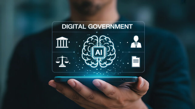 Digital government concept with artificial intelligence displayed on a modern smartphone