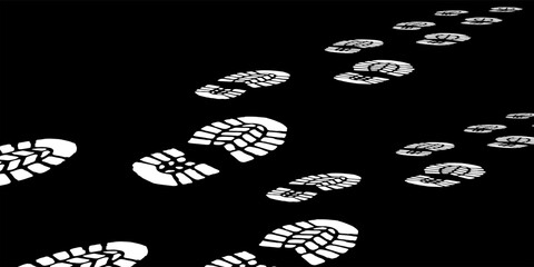 footprint shoe sole tracking path on transparent background, shoe footprint path vector illustration