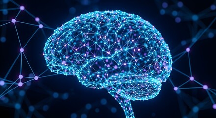 Digital brain network abstract visualization of neural connections and artificial intelligence