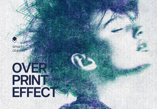 Retro Overprint Photo Effect Mockup