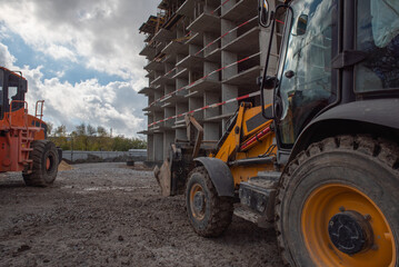 equipment at the construction site of a new building