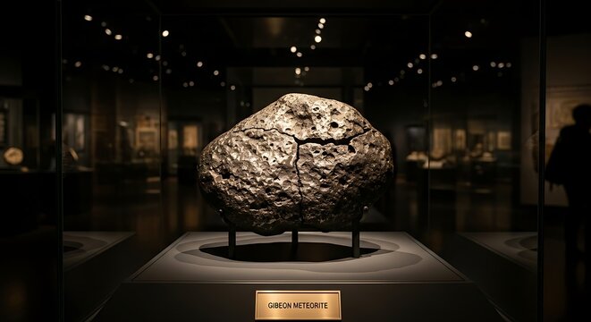 Gibeon meteorite exhibit space rock celestial body cosmic object museum display educational resource