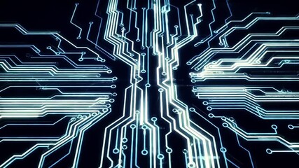 Vibrant abstract digital circuit board with glowing pathways, symbolizing dynamic data flow and advanced technological networks, representing future connectivity and innovation - Powered by Adobe