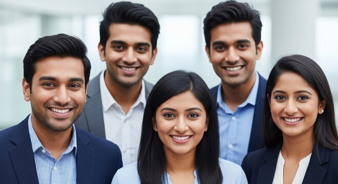 Group of Indian MBA Scholars Smiling for Professional Photo