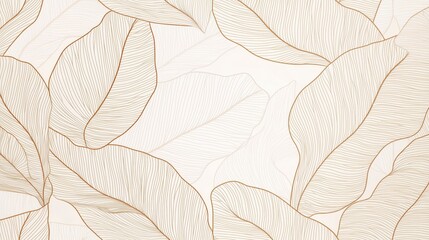 Abstract leaf pattern with golden lines