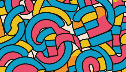 Obraz premium Abstract pattern with colorful curved shapes on a white background.