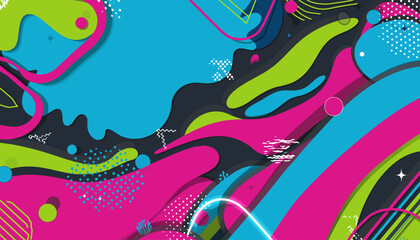 Obraz premium Vibrant abstract background with flowing liquid shapes in pink, blue, and green hues.