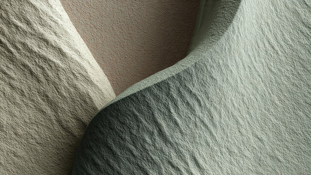 Abstract composition of undulating, granular textures resembling soft dunes or fabric folds, rendered in subtle earthy tones with intriguing shadows. - Powered by Adobe