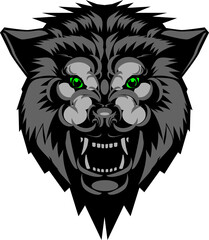 Fierce snarling werewolf head mascot logo isolated on