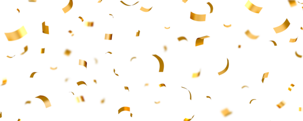 falling gold confetti and streamers seamless pattern on transparent background	
