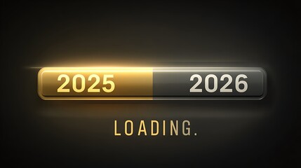 2025 to 2026 Transition Concept with Loading Progress Bar, Future Planning and Year-End Progress Illustration