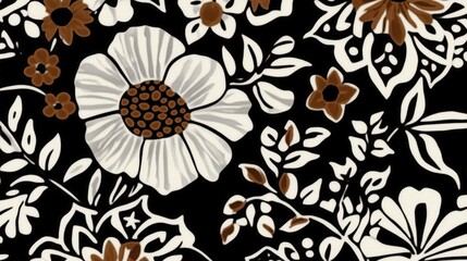 Floral Pattern on Black Background