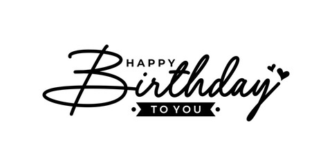 Happy Birthday hand drawn lettering design vector illustration. Symbol for Happy birthday celebration moment, anniversary, greeting card, and invitation.