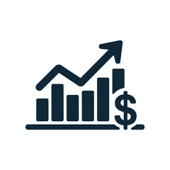 Financial growth chart with upward arrow and dollar sign icon