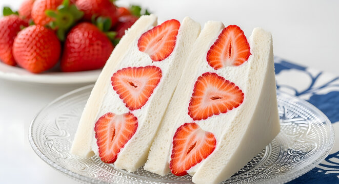 Sweet Japanese fruit sando with fresh strawberries