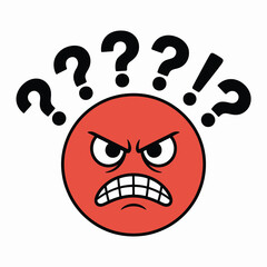 Angry face with question marks and exclamation point graphic