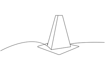 Traffic cone one line drawing minimal continuous outline safety sign