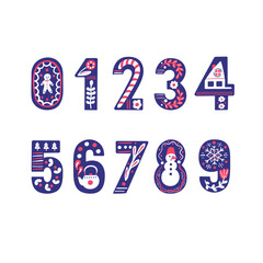 Cute scandinavian style numbers. Christmas lettering vector