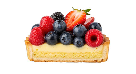 Fresh berry tart isolated on transparent background
