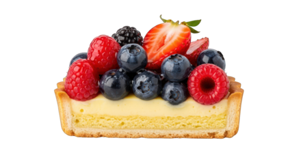 Fresh berry tart isolated on transparent background