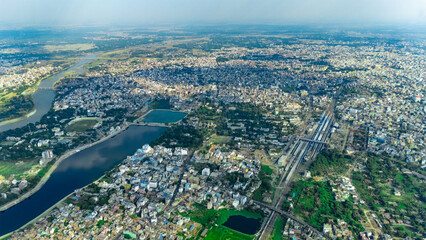 	
Top down Buildings and Apartment with Multiple Building aerial. Urban Buildings and Apartment at bridge road at Delhi. Cinematic cityscape drone shot. Noida Buildings.